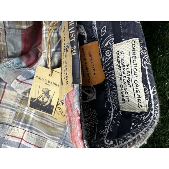 Tailor Vintage Authentic Indian Madras Westport Fit Patchwork Chino Shorts sz 30 - Picture 7 of 7